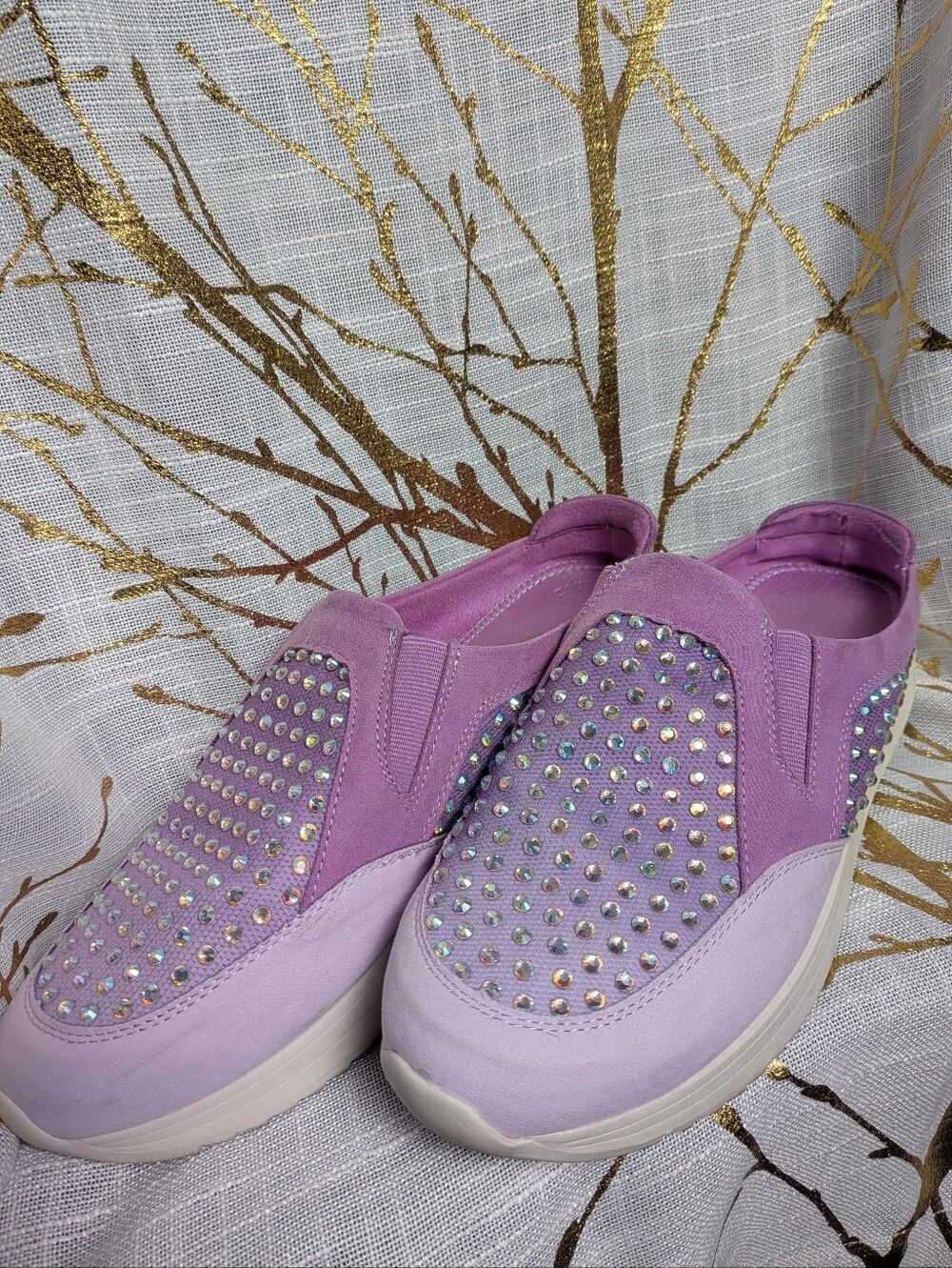 Women’s Slip-On Sneakers with Iridescent Studs